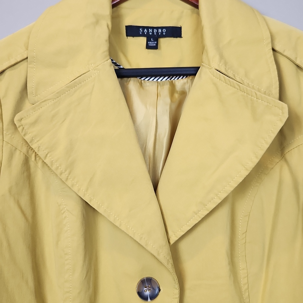 Sandro Studio Yellow Button-Up Raincoat‎ Size Large - Picture 4 of 14